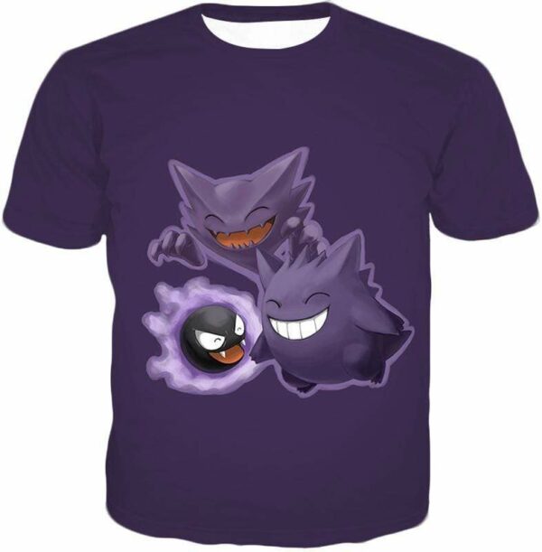 Pokemon Ghost Pokemon Trio Ghastly Hunter And Gengar Cool Anime Zip Up Hoodie  - Pokemon Zip Up Hoodie - T-Shirt