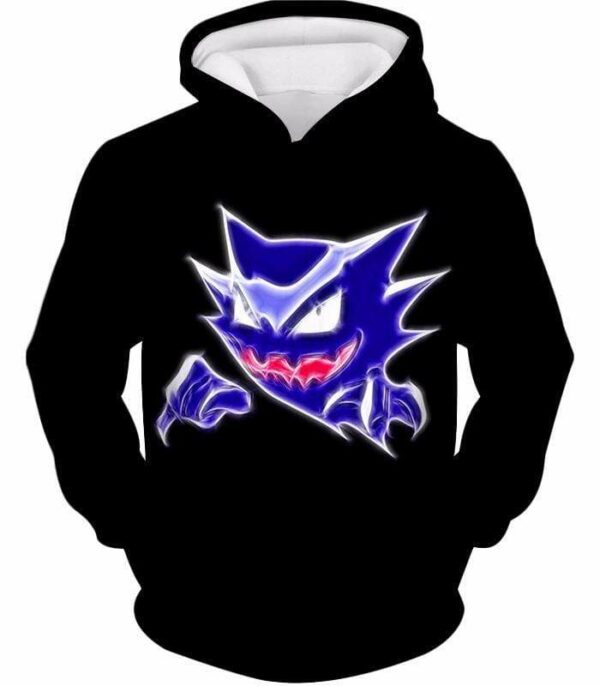 Pokemon Ghost Type Pokemon Haunter Anime Black Hoodie  - Pokemon Hoodie