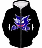 Pokemon Ghost Type Pokemon Haunter Anime Black Hoodie  - Pokemon Hoodie - Zip Up Hoodie