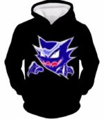 Pokemon Ghost Type Pokemon Haunter Anime Black Zip Up Hoodie  - Pokemon Zip Up Hoodie - Hoodie