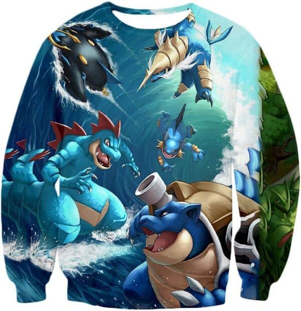 Pokemon Hoodie - Pokemon All Powerful Water Type Pokemons Cool Hoodie - Sweatshirt