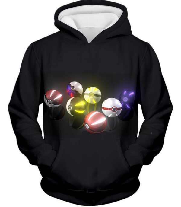 Pokemon Hoodie - Pokemon All Types Of Pokeballs Black Hoodie