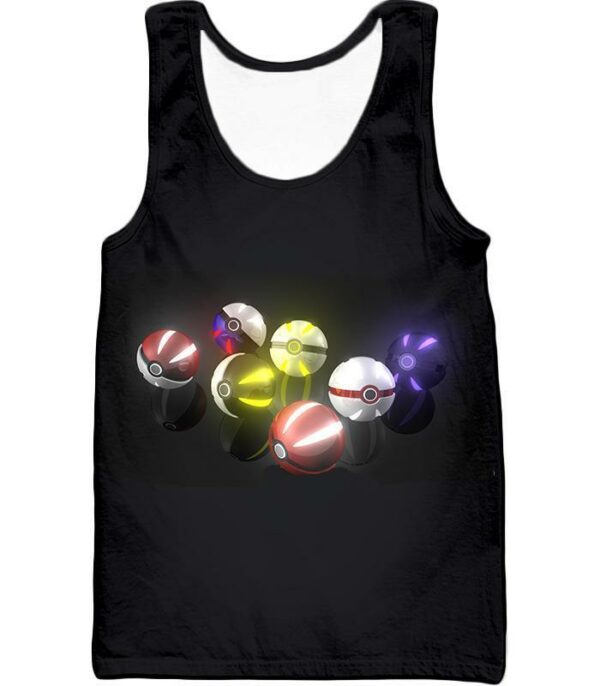 Pokemon Hoodie - Pokemon All Types Of Pokeballs Black Hoodie - Tank Top