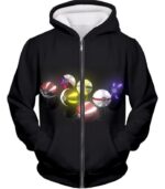 Pokemon Hoodie - Pokemon All Types Of Pokeballs Black Hoodie - Zip Up Hoodie