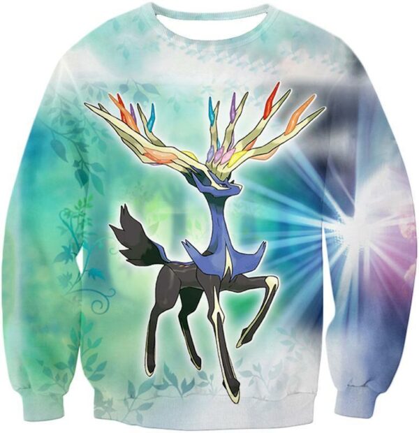 Pokemon Hoodie - Pokemon Beautiful Fairy Pokemon Species Xerneas Hoodie - Sweatshirt