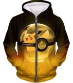 Pokemon Hoodie - Pokemon Best Pokemon Pikachu Pokeball Cool Black Yellow Hoodie - Zip Up Hoodie