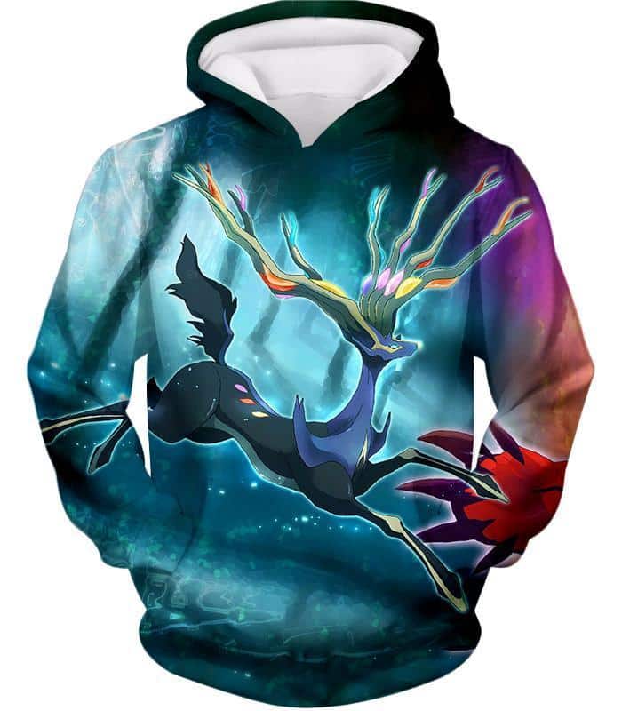 Pokemon Hoodie - Pokemon Cool Fairy Rock Pokemon Xerneas Graphic Hoodie - Hoodie