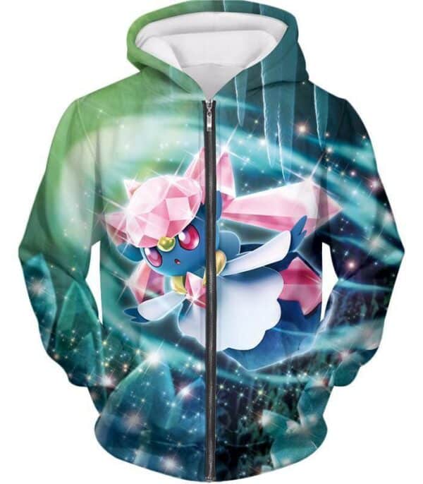 Pokemon Hoodie - Pokemon Cool Fairy Rock Type Pokemon Diancie Hoodie - Zip Up Hoodie