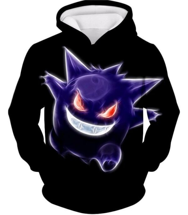 Pokemon Hoodie - Pokemon Cool Ghost Type Pokemon Gengar Black Hoodie