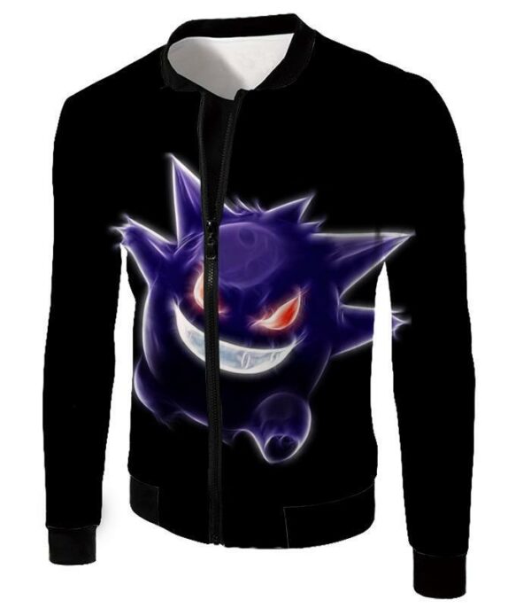 Pokemon Hoodie - Pokemon Cool Ghost Type Pokemon Gengar Black Hoodie - Jacket