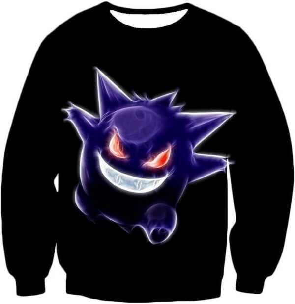 Pokemon Hoodie - Pokemon Cool Ghost Type Pokemon Gengar Black Hoodie - Sweatshirt