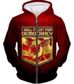 Pokemon Hoodie - Pokemon Cool Pokemon Flareon Promo Quote I Will Fight For Democracy Hoodie - Zip Up Hoodie