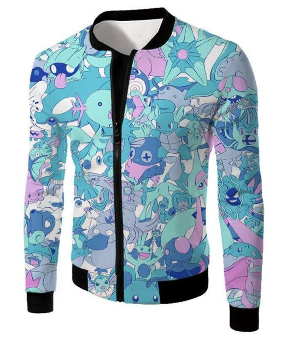 Pokemon Hoodie - Pokemon Cool Water Pokemons Promo Anime Hoodie - Jacket