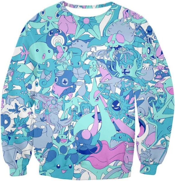 Pokemon Hoodie - Pokemon Cool Water Pokemons Promo Anime Hoodie - Sweatshirt