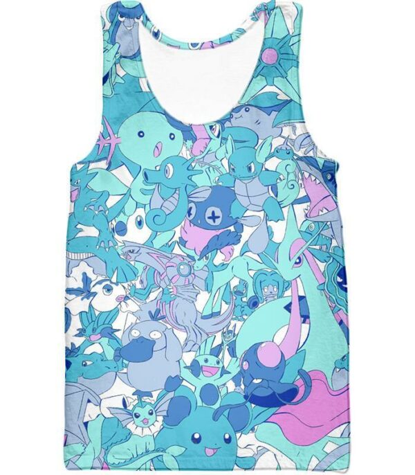 Pokemon Hoodie - Pokemon Cool Water Pokemons Promo Anime Hoodie - Tank Top