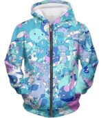 Pokemon Hoodie - Pokemon Cool Water Pokemons Promo Anime Hoodie - Zip Up Hoodie