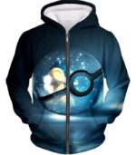 Pokemon Hoodie - Pokemon Cute Fire Pokemon Cyndaquil Pokeball Cool Black Hoodie - Zip Up Hoodie