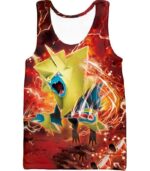 Pokemon Hoodie - Pokemon Electric Type Pokemon Mega Manectric HD Graphic Red Hoodie - Tank Top