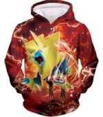 Pokemon Hoodie - Pokemon Electric Type Pokemon Mega Manectric HD Graphic Red Hoodie