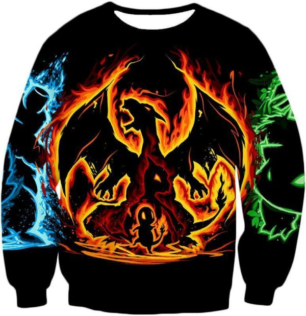 Pokemon Hoodie - Pokemon Fire Type Charmander Evolution Tree Hoodie - Sweatshirt