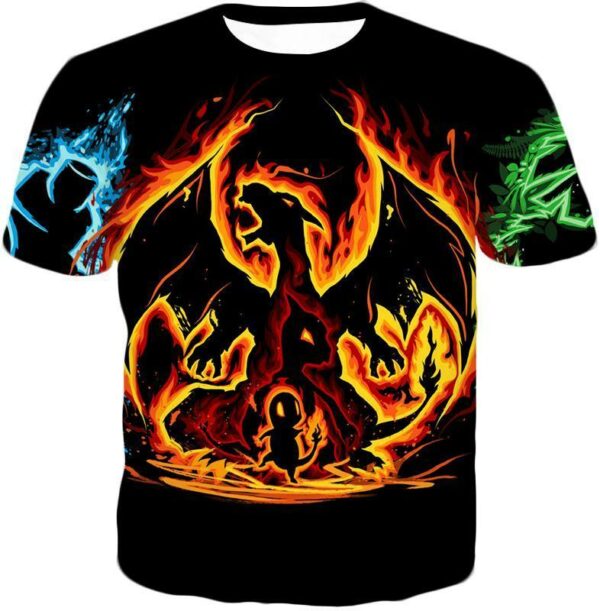 Pokemon Hoodie - Pokemon Fire Type Charmander Evolution Tree Hoodie - T-Shirt