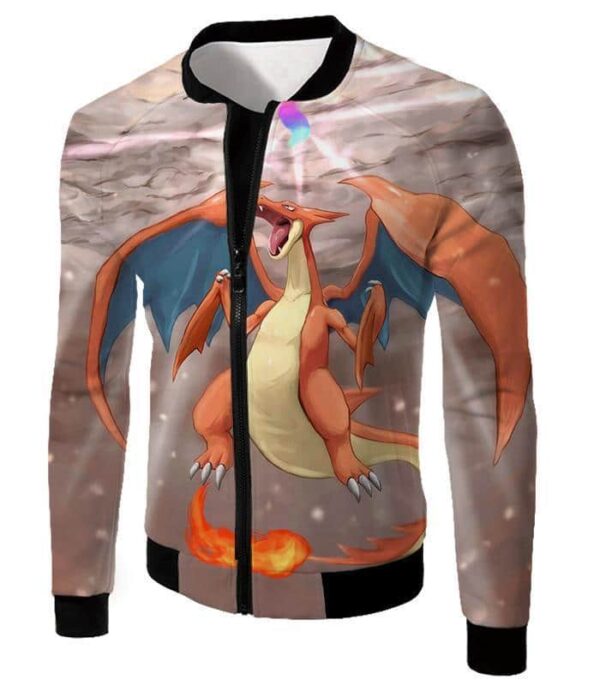 Pokemon Hoodie - Pokemon Fire Type Pokemon Charizard Action Hoodie - Jacket