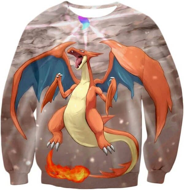 Pokemon Hoodie - Pokemon Fire Type Pokemon Charizard Action Hoodie - Sweatshirt