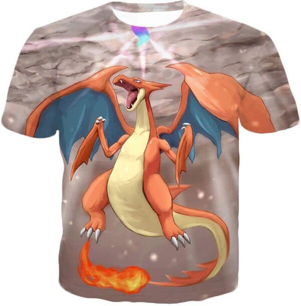 Pokemon Hoodie - Pokemon Fire Type Pokemon Charizard Action Hoodie - T-Shirt