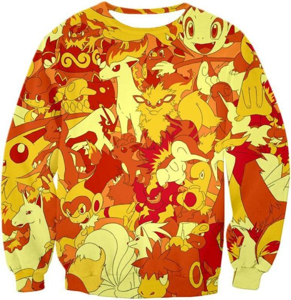 Pokemon Hoodie - Pokemon Fire Type Pokemons Hoodie - Sweatshirt