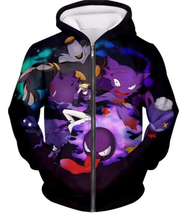 Pokemon Hoodie - Pokemon Ghost Type Anime Hoodie - Zip Up Hoodie