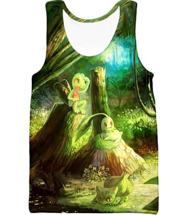 Pokemon Hoodie - Pokemon Grass Type Treecko And Chikorita Cool Hoodie - Tank Top