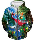 Pokemon Hoodie - Pokemon Hawlucha Cool Graphic Hoodie - Zip Up Hoodie