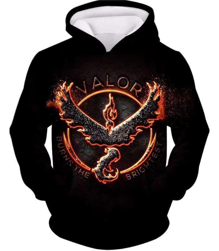 Pokemon Hoodie - Pokemon Legendary Fire Pokemon Moltress Quoted Logo Cool Black Hoodie