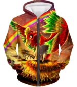 Pokemon Hoodie - Pokemon Legendary Pokemon Ho Oh Graphic Hoodie - Zip Up Hoodie