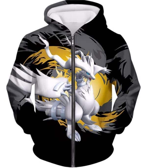 Pokemon Hoodie - Pokemon Legendary Pokemon Reshiram Black And White Series Cool Black Hoodie - Zip Up Hoodie