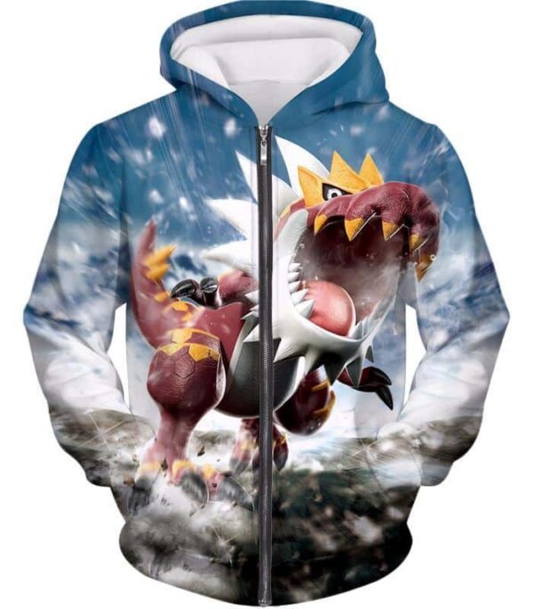 Pokemon Hoodie - Pokemon Legendary Rock Dragon Fossil Pokemon Tyrantrum Cool Graphic Hoodie - Zip Up Hoodie