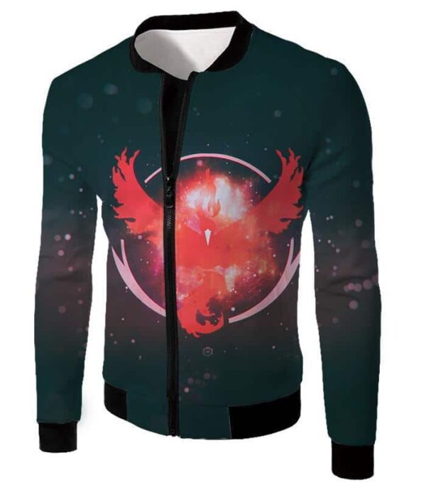 Pokemon Hoodie - Pokemon Moltress The Legendary Fire Pokemon Logo Hoodie - Jacket