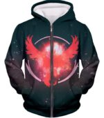 Pokemon Hoodie - Pokemon Moltress The Legendary Fire Pokemon Logo Hoodie - Zip Up Hoodie