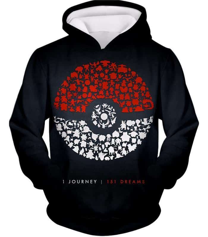 Pokemon Hoodie - Pokemon Pokeball One Journey Pokemon Promo Black Hoodie - Hoodie