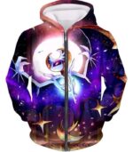 Pokemon Hoodie - Pokemon Powerful Ghost Psychic Pokemon Beautiful Night Sky Lunala Hoodie - Zip Up Hoodie