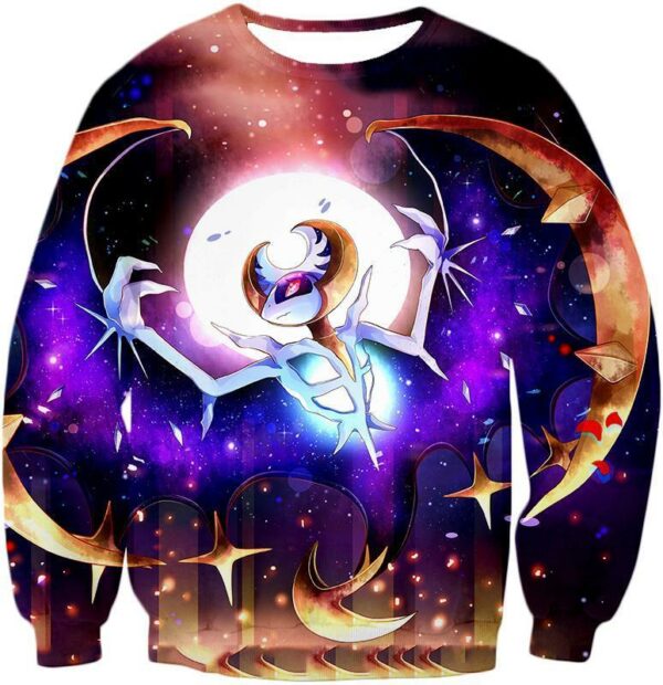 Pokemon Hoodie - Pokemon Powerful Ghost Psychic Pokemon Beautiful Night Sky Lunala Hoodie - Sweatshirt