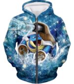 Pokemon Hoodie - Pokemon Powerful Type Pokemon Blastoise Graphic Hoodie - Zip Up Hoodie