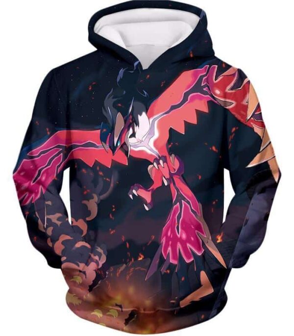 Pokemon Hoodie - Pokemon Yveltal Dark Flying Type Pokemon Graphic Hoodie - Hoodie