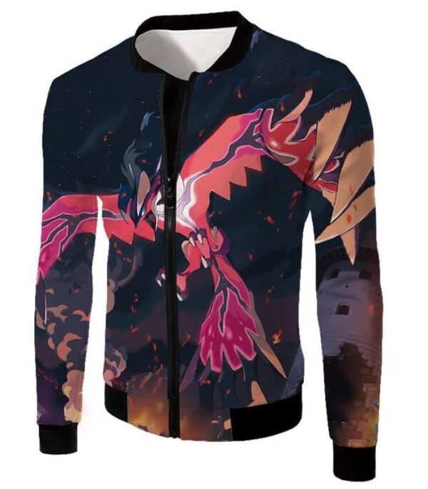 Pokemon Hoodie - Pokemon Yveltal Dark Flying Type Pokemon Graphic Hoodie - Jacket