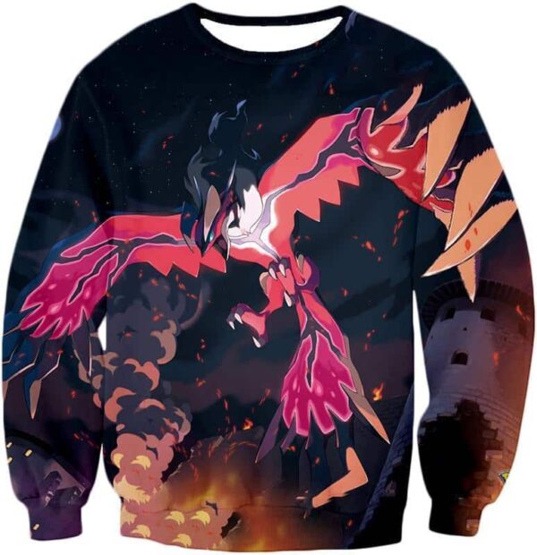 Pokemon Hoodie - Pokemon Yveltal Dark Flying Type Pokemon Graphic Hoodie - Sweatshirt