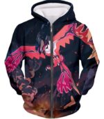 Pokemon Hoodie - Pokemon Yveltal Dark Flying Type Pokemon Graphic Hoodie - Zip Up Hoodie