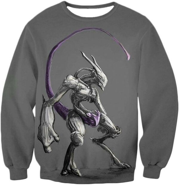 Pokemon Hoodie - Psychic Pokemon Mewto Cool Grey Hoodie - Sweatshirt