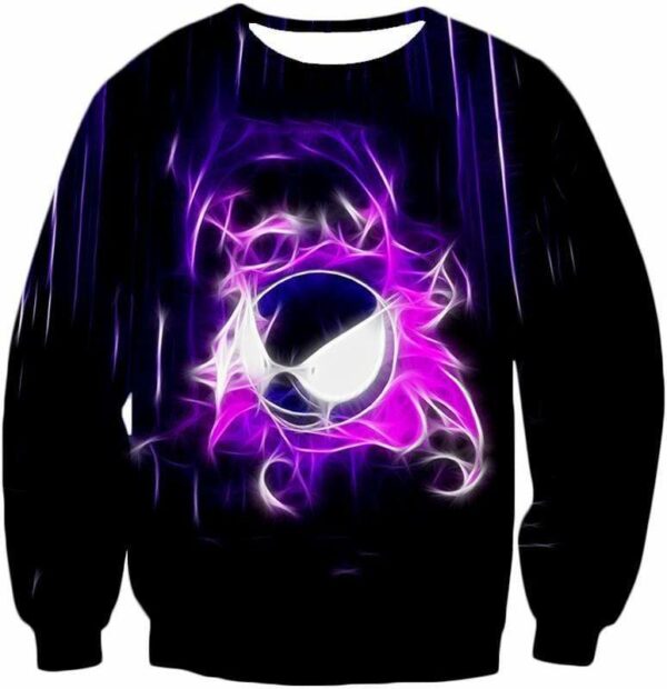 Pokemon Incredible Ghost Type Pokemon Ghastly Cool Black Zip Up Hoodie  - Pokemon Zip Up Hoodie - Sweatshirt