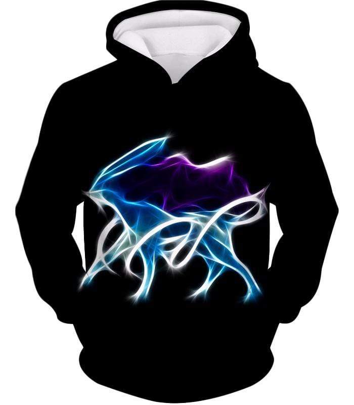 Pokemon Legendary Aurora Water Pokeom Suicune Black Hoodie  - Pokemon Hoodie