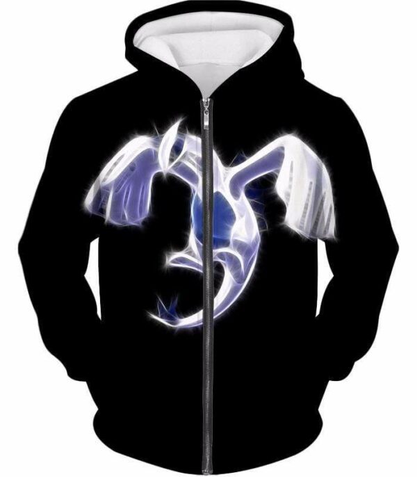 Pokemon Legendary Flying Psychic Pokemon Lugia Cool Black Hoodie  - Pokemon Hoodie - Zip Up Hoodie